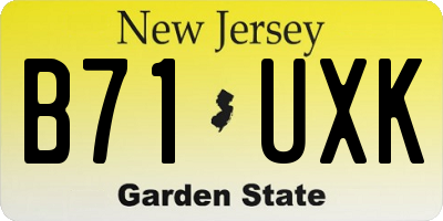 NJ license plate B71UXK