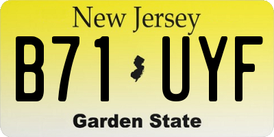 NJ license plate B71UYF
