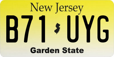 NJ license plate B71UYG