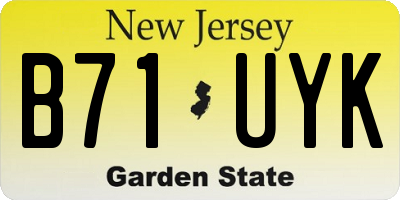 NJ license plate B71UYK