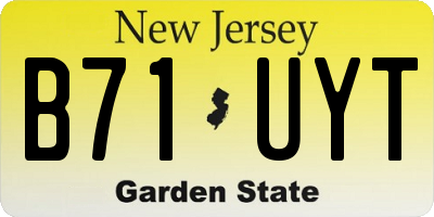 NJ license plate B71UYT