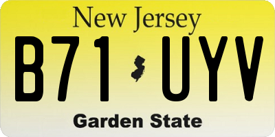 NJ license plate B71UYV