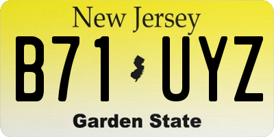 NJ license plate B71UYZ