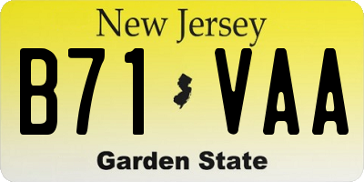 NJ license plate B71VAA