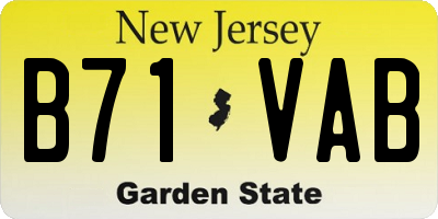 NJ license plate B71VAB