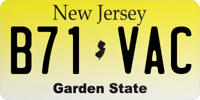 NJ license plate B71VAC