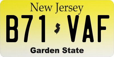 NJ license plate B71VAF