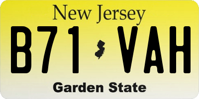 NJ license plate B71VAH