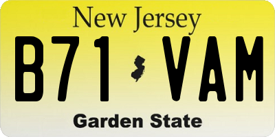 NJ license plate B71VAM