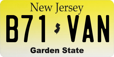 NJ license plate B71VAN