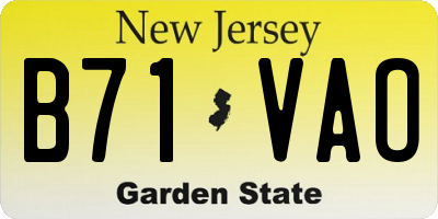 NJ license plate B71VAO