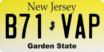 NJ license plate B71VAP