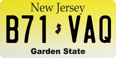 NJ license plate B71VAQ