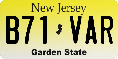 NJ license plate B71VAR