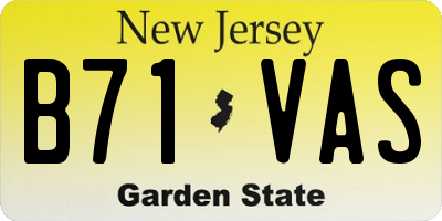 NJ license plate B71VAS
