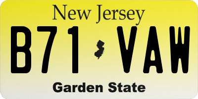 NJ license plate B71VAW
