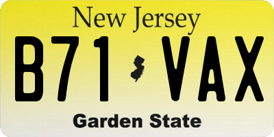 NJ license plate B71VAX