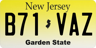 NJ license plate B71VAZ