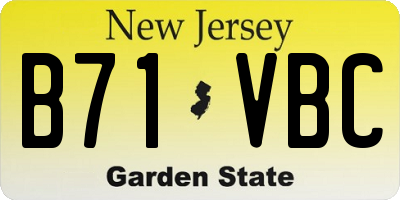 NJ license plate B71VBC