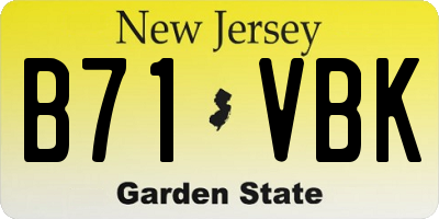 NJ license plate B71VBK