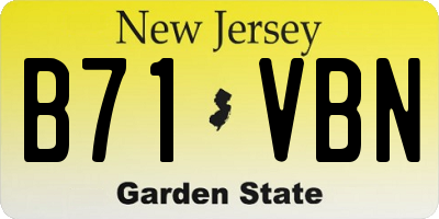 NJ license plate B71VBN
