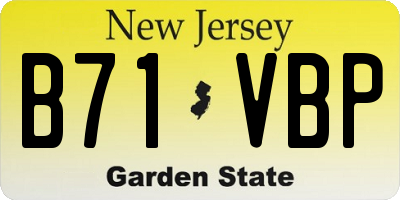 NJ license plate B71VBP