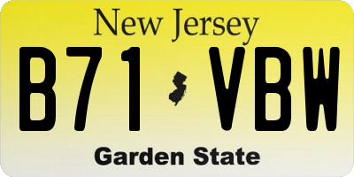 NJ license plate B71VBW