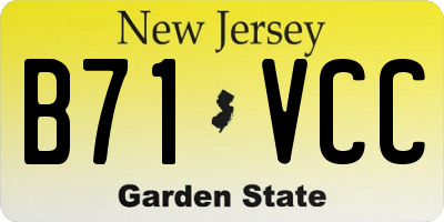 NJ license plate B71VCC