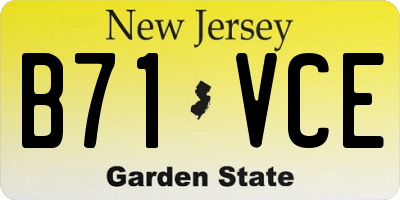 NJ license plate B71VCE