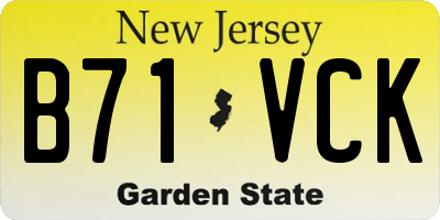 NJ license plate B71VCK