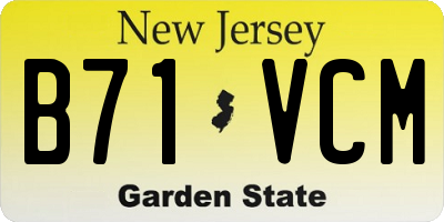 NJ license plate B71VCM
