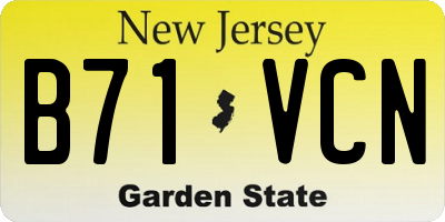 NJ license plate B71VCN