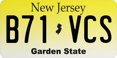 NJ license plate B71VCS