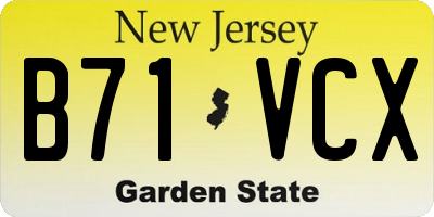 NJ license plate B71VCX
