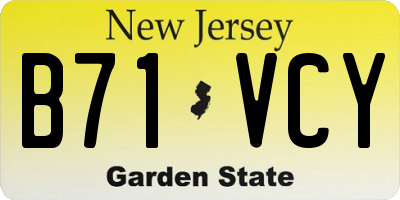 NJ license plate B71VCY
