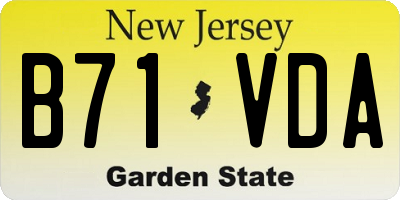 NJ license plate B71VDA