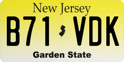 NJ license plate B71VDK