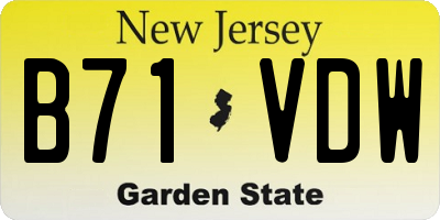 NJ license plate B71VDW