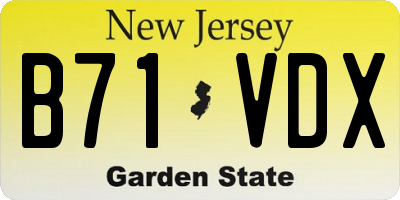 NJ license plate B71VDX
