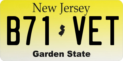 NJ license plate B71VET