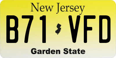 NJ license plate B71VFD