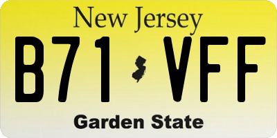 NJ license plate B71VFF