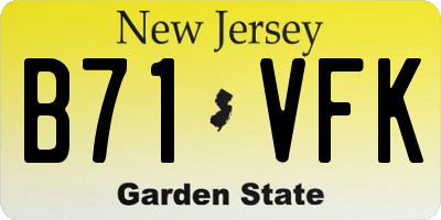 NJ license plate B71VFK