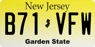 NJ license plate B71VFW