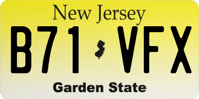 NJ license plate B71VFX