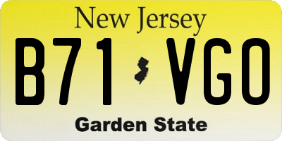 NJ license plate B71VGO
