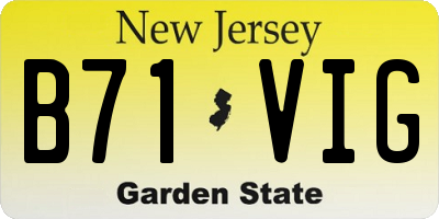 NJ license plate B71VIG