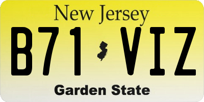NJ license plate B71VIZ