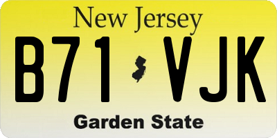 NJ license plate B71VJK