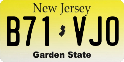 NJ license plate B71VJO